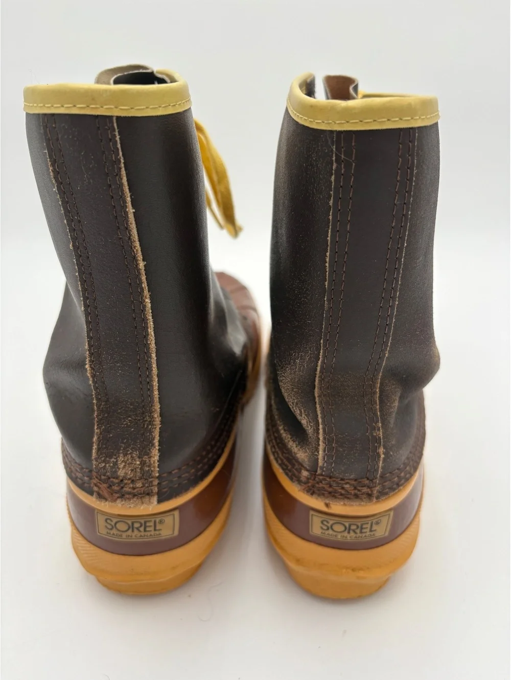 Sorel Arctic Pac Wool Lined Vintage Woman sz 10 Winter Boots Brown and Yellow